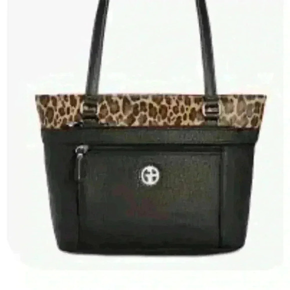 GIANI BERNINI Colorblock Pebble Tote Purse, Leopard/ Black, Made For Macy's, NWT - Picture 1 of 14